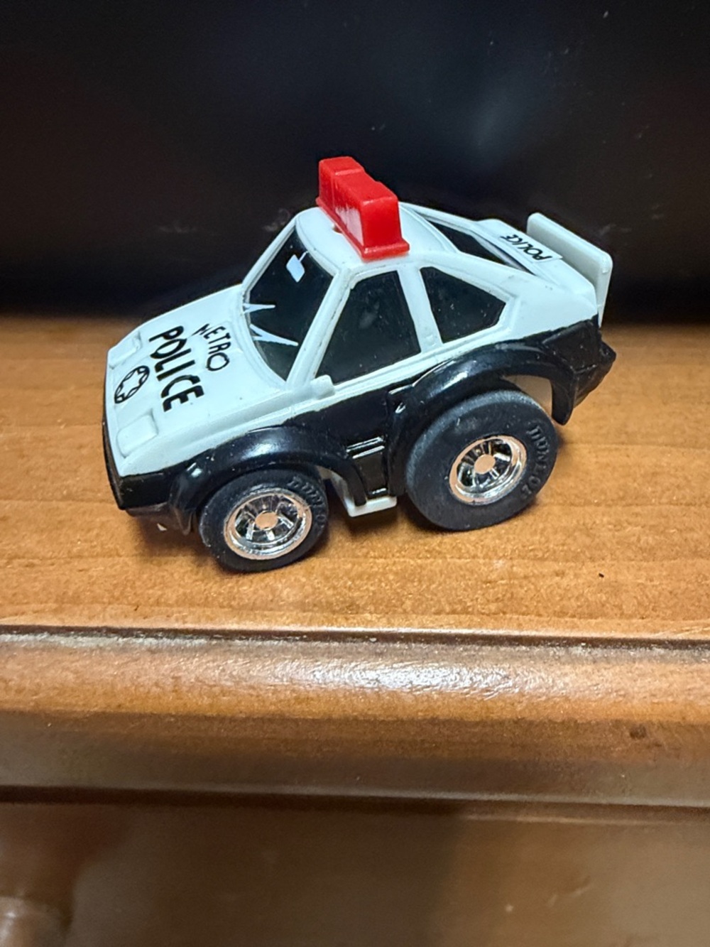 Kids Police Toy Car - Black & White with Red Light